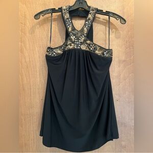 Cache Black Embellished Halter Top